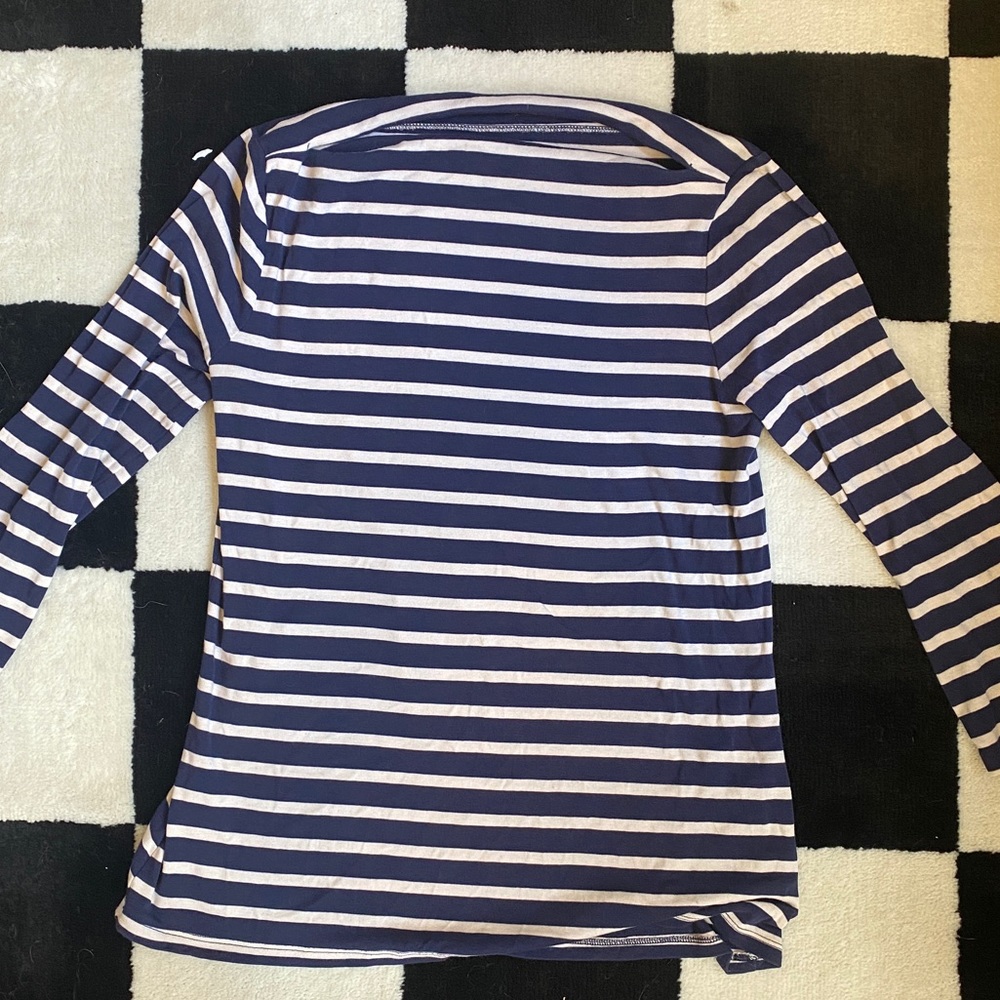 Navy and white striped boat neck old navy 3/4 sleeve stretch top